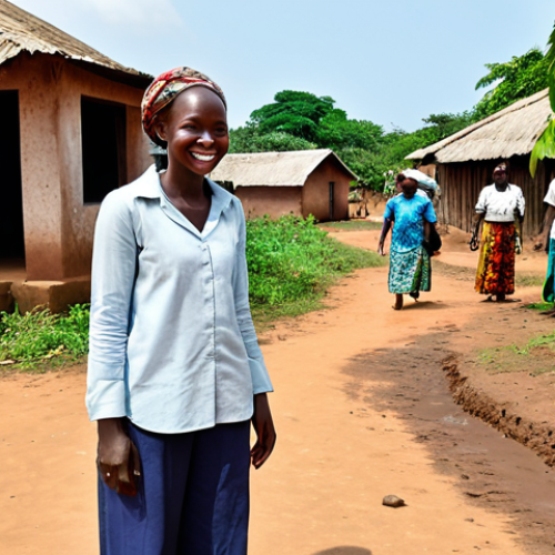 Home 7 A female traveler in a modest, light-colored long-sleeved shirt and trousers, respectfully engaging with local people in a traditional Guinea-Bissau village setting. She has a gentle smile, and the villagers are dressed in vibrant, traditional, fully clothed attire. The scene captures an authentic cultural exchange with natural pose and friendly expressions. The background shows traditional mud-brick homes and lush tropical vegetation under bright daylight.
safe for work, appropriate content, fully clothed, modest clothing, perfect anatomy, correct proportions, natural pose, well-formed hands, proper finger count, natural body proportions, professional photography, high quality.